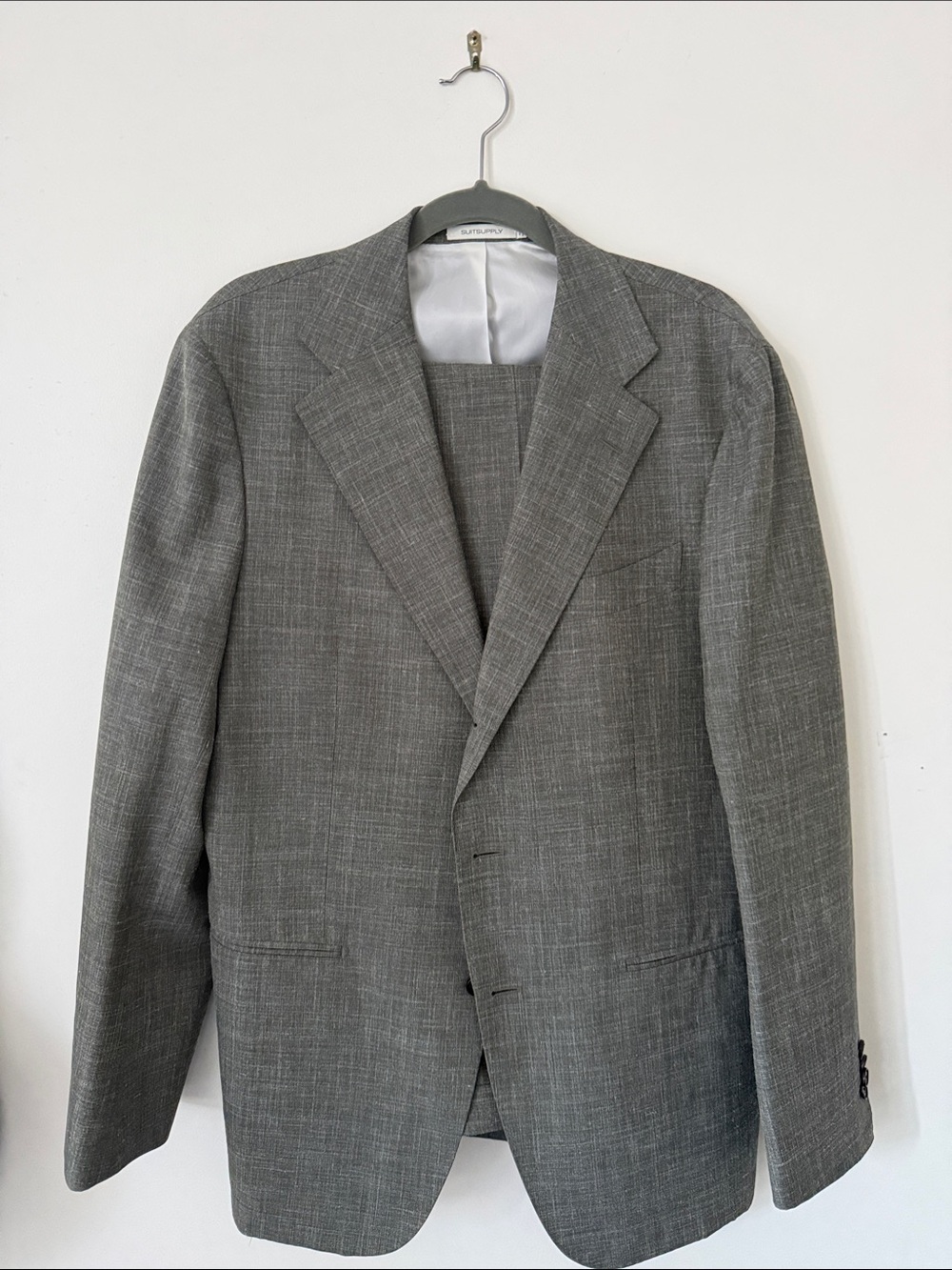 Suit Supply - Grey / Green - Men's Wool Silk Linen Blend Suit